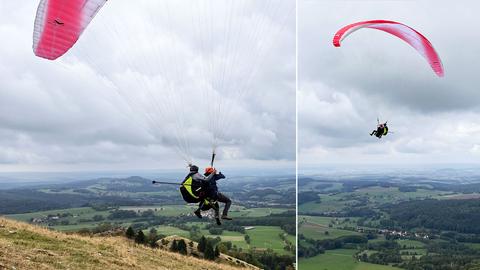 2er Kombo mit Starterbild am Hang und in der Luft gleitend