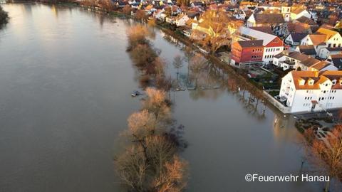 Hochwasser am Main bei Hanau