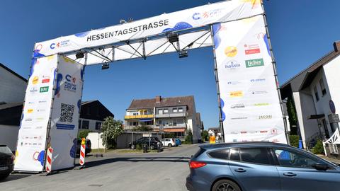 Leerer Parkplatz neben dem Hessentags-Gelände in Pfungstadt