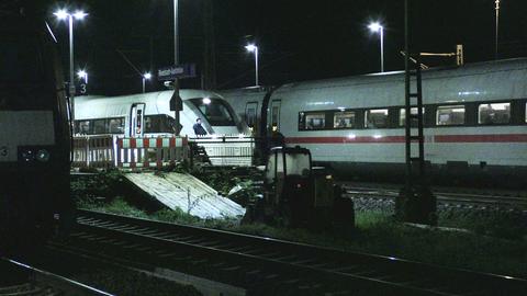 Zwei ICE stehen im Bahnhof Riedstadt-Goddelau (Groß-Gerau)