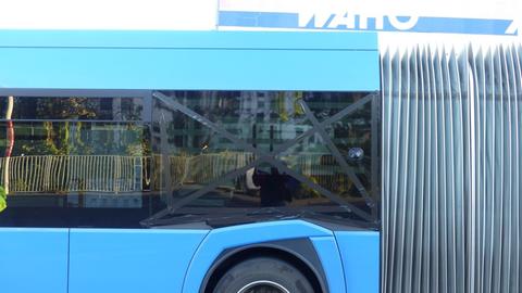 Durch die Schüsse wurde das Fenster des Linienbusses zerstört. 