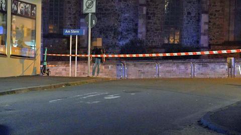 Polizeiabsperrung in der Kasseler Innenstadt