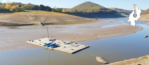 Schlecht für Wassersportler: Der Edersee leidet unter Niedrigwasser.