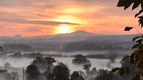 Blick vom Kloster Altenberg im Sonnenaufgang