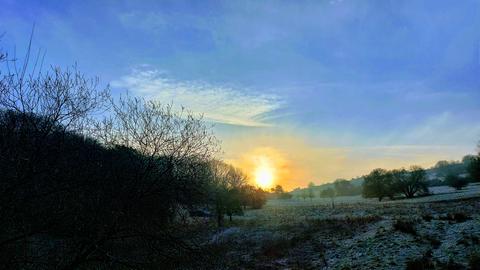Sonnenaufgang an einem Feld