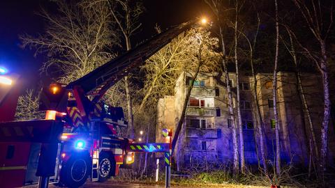 In Obertshausen wurden Bäume auf ein Mehrfamilienhaus geweht.