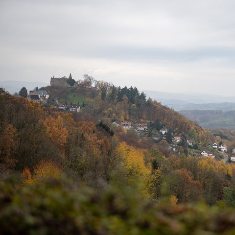 Blick auf die Burg Lindenfels im Odenwald
