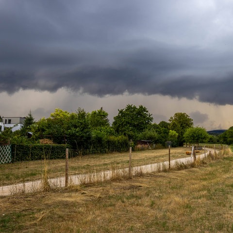  Dunkle Wolken einer aufziehenden Gewitterfront 