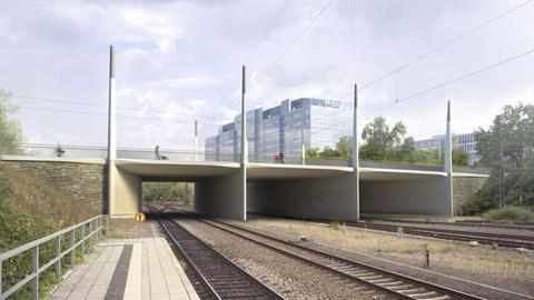 Breit und modern: Visualisierung der neuen Rheinstraßenbrücke.