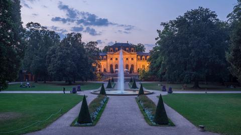 Der Schlossgarten bei Sonnenuntergang