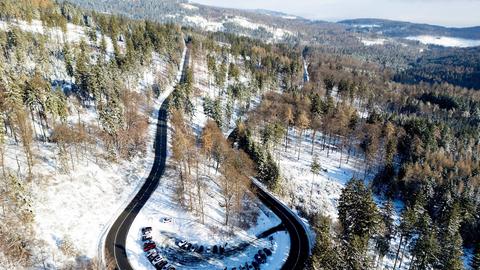 Schnee im Taunus am Großen Feldberg.