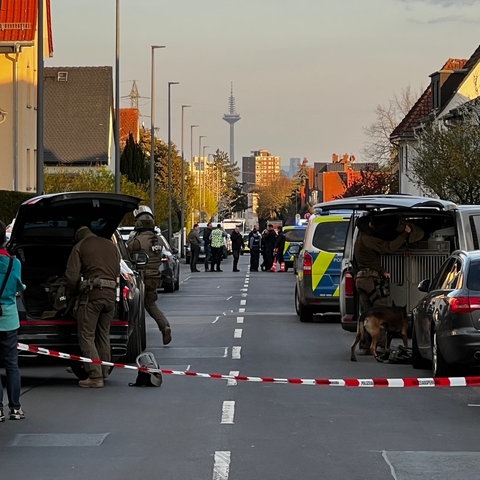Polizeiabsperrung in Oberursel-Stierstadt
