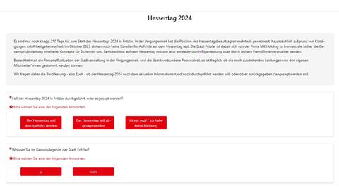 Screenshot der Umfrage der SPD Fritzlar zum Hessentag.