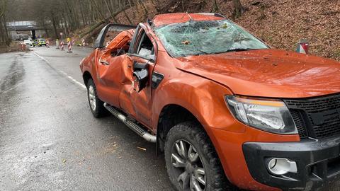 Von Baum demoliertes Auto