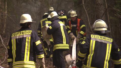 Feuerwehrleute bei einem Einsatz im Wald