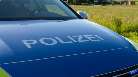 Polizeiwagen steht vor Wiese