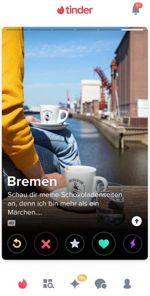 So sah das Tinder-Profil der Stadt Bremen aus.