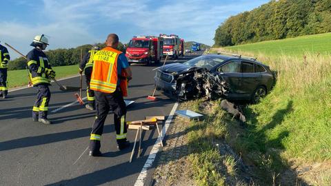 Die Unfallstelle auf der Kreisstraße bei Hünfeld (K147). 