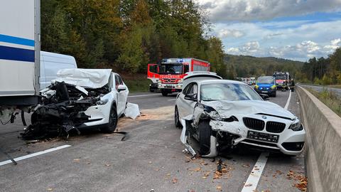 Unfallstelle auf der A4 bei Kirchheim (Hersfeld-Rotenburg)