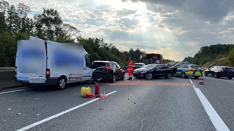 Unfallstelle auf der A5 bei Mücke