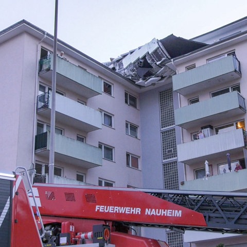 Beschädigtes Haus nach Unwetter in Rüsselsheim