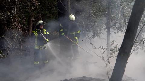Feuerwehrleute bekämpfen Brandnester