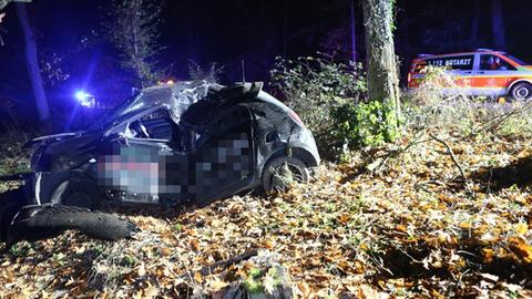 Autowrack im Wald bei Weitstadt-Gräfenhausen (Darmstadt-Dieburg)