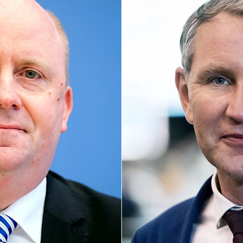 Portraits Antisemitismusbeauftragter Uwe Becker (l.) und AfD-Politiker Björn Höcke (r.)