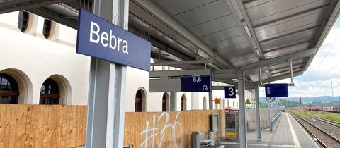 Bahnsteig am Bahnhof Bebra