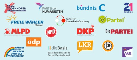 Collage mit allen Logos der kleinen Parteien