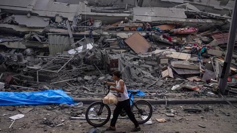 Zerstörtes Gebäude im Gaza-Streifen