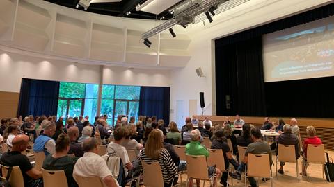 Beim Bürgerdialog zur Zukunft des Soundgarten Open-Airs sitzen Vertreter und Verteterinnen der Parteien und die Macher des Open Airs auf dem Podium.