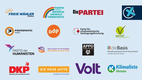 Die Logos der 15 kleinen Parteien