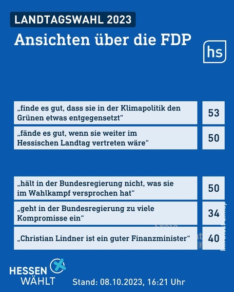 Grafik mit Angaben dazu, welche Ansichten Wähler über die FDP haben