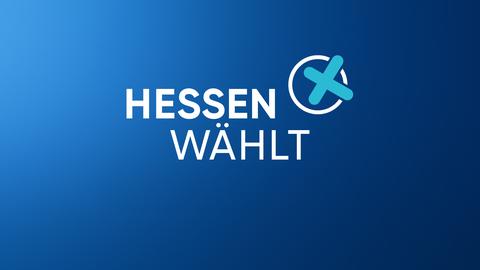 Das Logo Hessen wählt auf einem blauen Untergrund