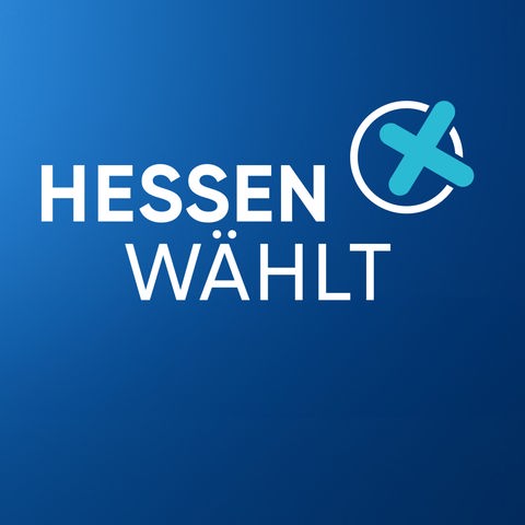 Das Logo Hessen wählt auf einem blauen Untergrund