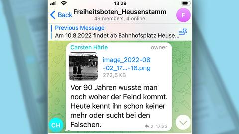 Auszug aus dem Telegram-Chat der "Freiheitsboten" Heusenstamm