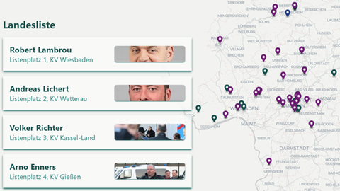 Die Karte mit den Adressen der hessischen AfD-Politiker
