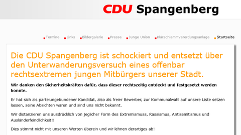 Screenshot des Internetauftritts der CDU Spangenberg
