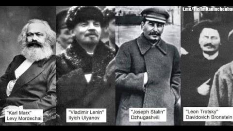 Karl Marx, Lenin, Stalin Trotzki auf einem Screenshot