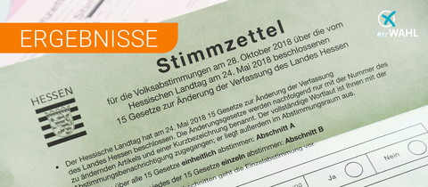 Das Bild zeigt den Stimmzettel zur Verfassungsreform in Hessen