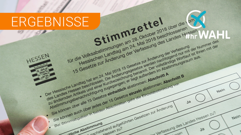 Das Bild zeigt den Stimmzettel zur Verfassungsreform in Hessen