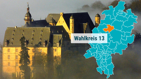 Das Schloss in Marburg in der Abendsonne.