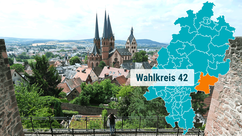 Blick auf Gelnhausen im Kreis Main Kinzig.