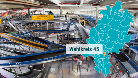 Das Bild zeigt das Innere des deutschlandweit groessten Paketzentrums der Deutschen Post.