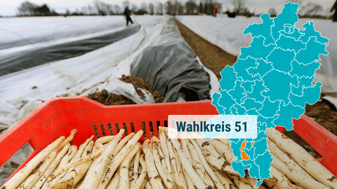 Ein Spargelfeld bei Weiterstadt während der Ernte.