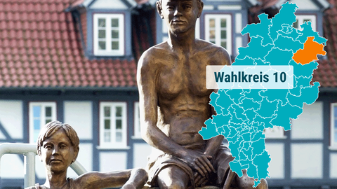 Bronzeskulptur in Rotenburg an einer Brücke über der Fulda.