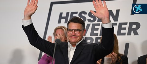 Boris Rhein, Spitzenkandidat der CDU und Ministerpräsident von Hessen, auf der Wahlparty.