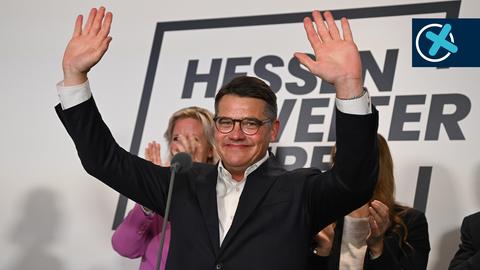 Boris Rhein, Spitzenkandidat der CDU und Ministerpräsident von Hessen, auf der Wahlparty.