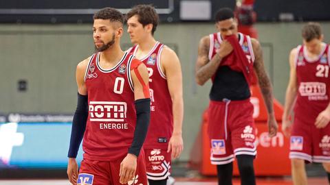 Die Spieler der Gießen 46ers sind nach der Pleite gegen Göttingen enttäuscht